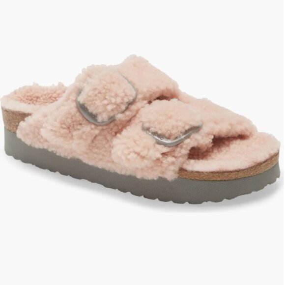 NIB Papillio by Birkenstock Womens Arizona Big Buckle Shearling Sandals Sz 6789 - Picture 2 of 6